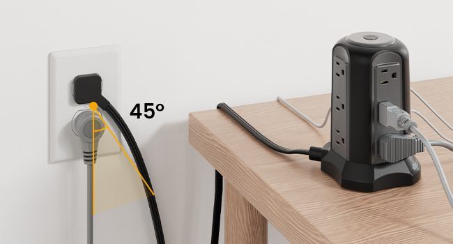 45° ultra flat plug extension cord