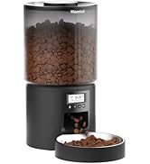 Miaosical Automatic Cat Feeder Flexible Schedule Timer,6 Meals/Day,1-12 Portions/Meal,Dual Power ...