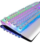 RK ROYAL KLUDGE S108 Typewriter Gaming Keyboard, Retro RGB Mechanical Keyboard, Full Size Wired K...