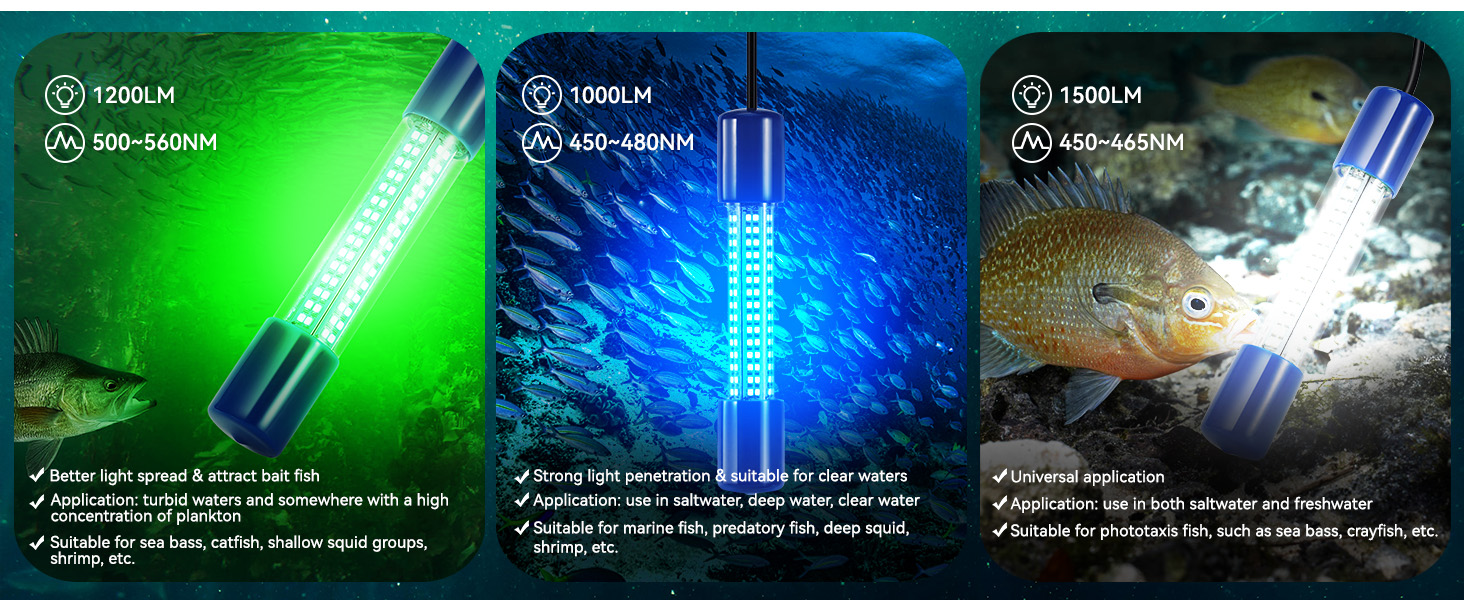 1,200LM green underwater fishing light