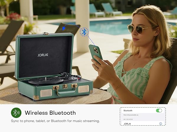 Record Player Portable with Bluetooth Connection USB Playback