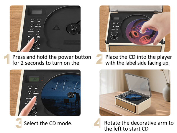 cd player for home retro vintage usgae steps