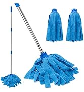 KeFanta Mop, Microfiber Mops for Floor Cleaning, One Pole with Two Microfiber Cloth Wet Mop Refil...