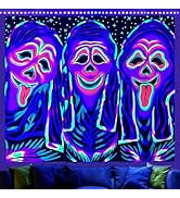 Blacklight Tapestry for Bedroom Horror Ghost Face Tapestries UV Reactive Black Light Poster Wall ...