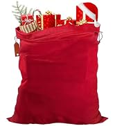 HRX Package Big Velvet Santa Bag, 31x28 Inch Super Soft Drawstring Christmas Gift Bag, Large Chri...