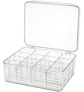 Mezchi Plastic Sock Underwear Drawer Organizer Dividers, 16 Compartment Clear Tie Organizers with...