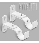 AMZSEVEN Adjustable Curtain Rod Brackets, Metal Window Drapery Rod Hanger Holders Hooks for 1 inc...