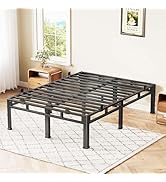 ROIL 14 Inch Queen Bed Frame, Double Layer Metal Bed Frame with Round Corner Legs, 4000LBS Bed Fr...