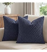 Fancy Homi 2 Packs Navy Blue Decorative Throw Pillow Covers 18x18 Inch for Couch Bed Sofa, Modern...