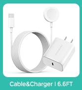 6.6FT/2M Long Fast for Apple Watch Charger USB C iWatch Charger 20W Block Portable Wireless Compa...