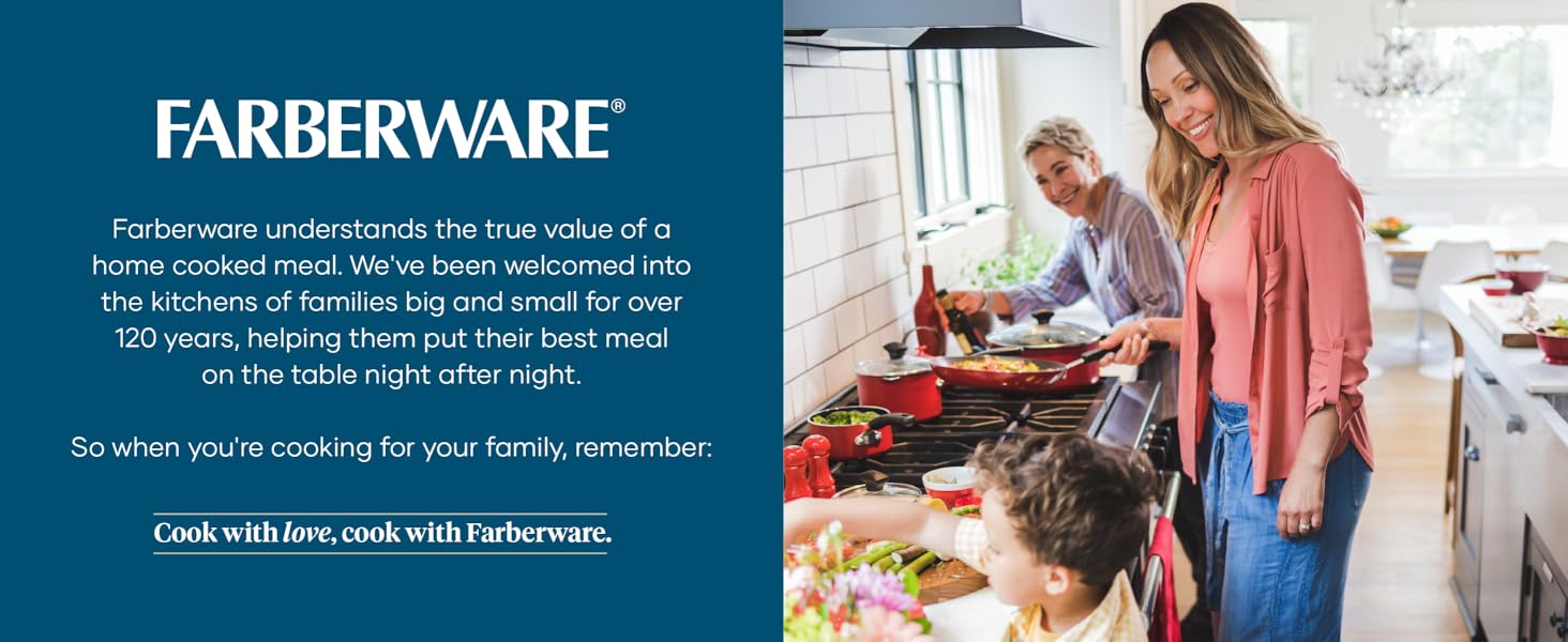 Farberware cookstart cookware family cooking in kitchen