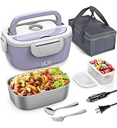 Vingud Electric Lunch Box Food Heater, 3 in 1 Portable Heating Lunch Box for Adults Heated Lunch ...