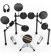 AiJoy Electric Drum Set for Beginners with 210 Sounds, 4 Quiet Drum Pads, 10'' Cymbals, Electroni...