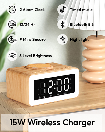 Smart Alarm Clock 15W Wireless Charger