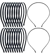20 Pack 7MM Satin Cloth Wrapped Fabric Covered Black Thin Metal Headbands Slim Hair Elastic Skinn...
