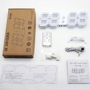 kosumosu LED clock digital wall clock with night light