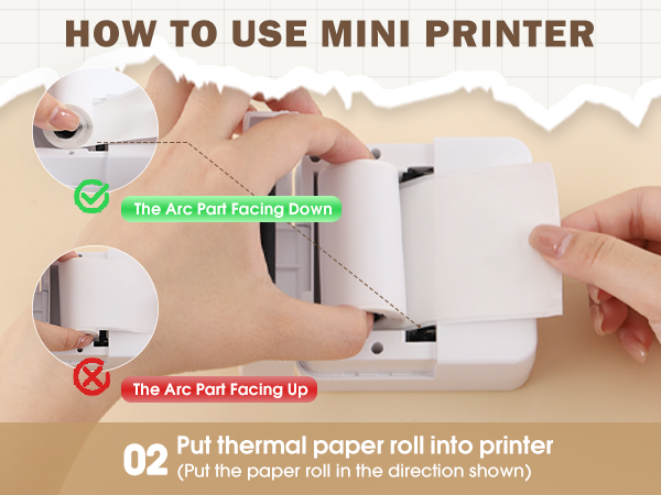 Step2: Put the paper roll in the direction shown