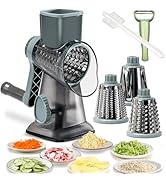 Rotary Cheese Grater Shredder with Handle Handheld Round Mandoline Vegetable Slicer Carrot Shredd...