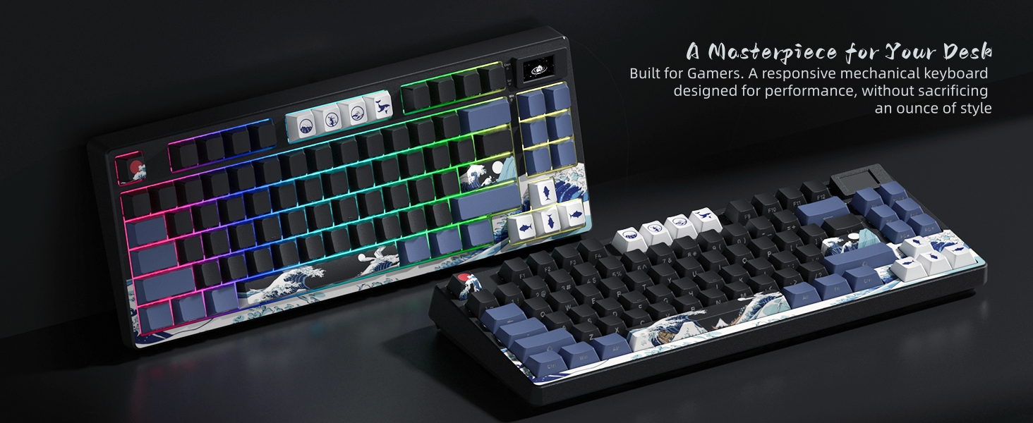 75% Wireless Mechanical Keyboard, Creamy Gaming Keyboard, 75% Black keyboard