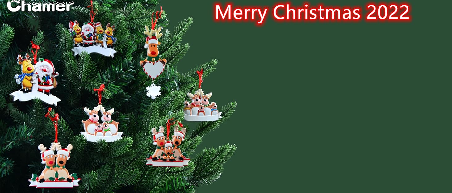 Family Christmas Tree Ornaments 2022 Personalized Reindeer Family Cute Couple Deer Santa