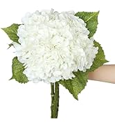 SITUMEIZI White Hydrangea Artificial Flowers White Flowers Artificial Hydrangea 21 Inch Latex Fak...