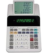 Sharp El-1501 Compact Cordless Paperless Large 12-Digit Display Desktop Printing Calculator That ...