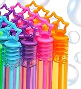32 Pcs 8 Colors Neon Bubbles Party Favors For Kids, Mini Star Bubble Wand Bulk In Gift Box as Goo...