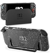 FUNDIARY Clear Glitter Dockable Cover Case for Switch 2 with Separated Design, Shock-Absorbing an...