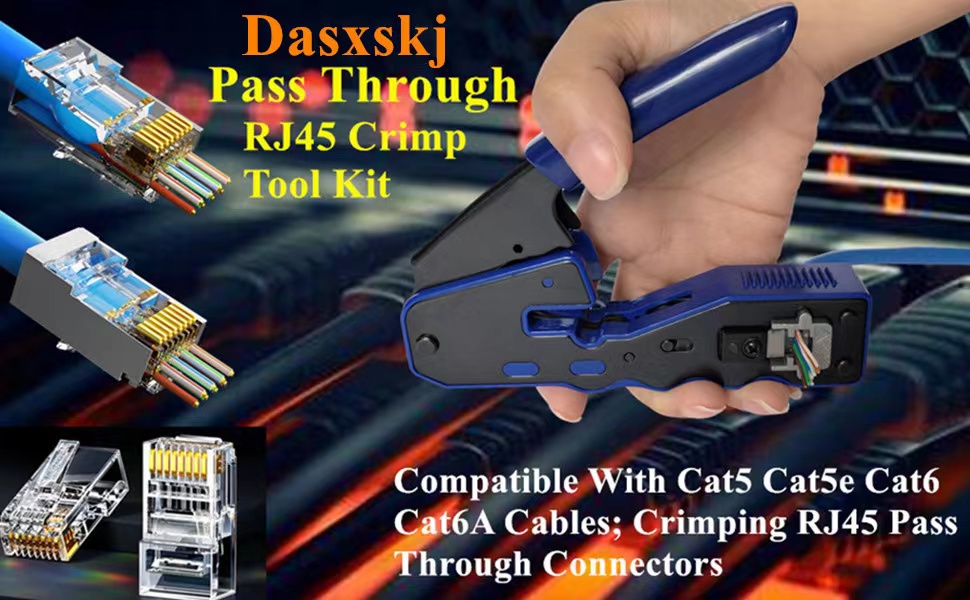 Pass through RJ45 Crimp Tool Kit 