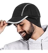 GADIEMKENSD Fleece Ball Cap with Drop Down Ear Warmer, Foldable Brim, Reflective Winter Run Hat U...