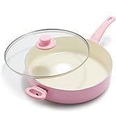 Greenlife Soft Grip Healthy Ceramic Nonstick, 5QT Saute Pan Jumbo Cooker with Helper Handle and L...