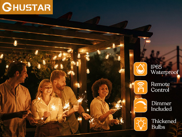 GHUSTAR Solar Outdoor String Lights