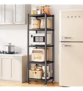 PXRACK 5-Tier Kitchen Storage Shelves, Adjustable Metal Shelves for Storage Pantry Shelves with R...