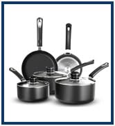 KICHLY Kitchen Pots and Pans Set Non Stick 5pcs Induction Frying Pans 20cm 28cm, Saucepan with Li...