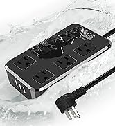 IPX6 Outdoor Power Strip Weatherproof, Waterproof Surge Protector with 6 Wide Outlet with 3 USB P...