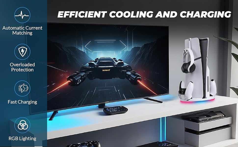 Efficient Cooling and Charging Safe Protection RGB Lighting