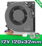 Wderair 120mm x 32mm Dual Ball DC Blower Centrifugal Fan 12V 4Pin PWM Big Airflow for DIY Air Exh...