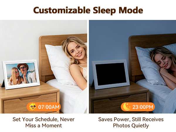 Digital electronic photo frame with customizable sleep mode