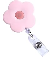 1Pc Pink Cute Badge Reels Retractable with Alligator Clip, Nurse ID Badge Holder Flowers Keys Lan...
