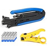 Hiija RG6 Compression Tool Coax Cable Crimper Kit RG6 RG11 RG59 F81 with 20PCS F Compression Conn...