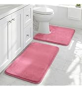 HUXMEYSON Bathroom Rugs Sets 2 Piece, Non-Slip &amp; Quick Dry Bath Mat Set, Ultra Soft Velvet Bath R...