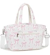 LOIDOU Lunch Box for Women Girls Insulated Lunch Bag Large Lunch Tote Bag, Pink Bow Tie Lunch Bag