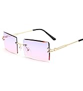 FEISEDY Vintage Rimless Sunglasses Rectangle Frameless Candy Color Glasses Women Men B2642