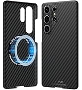 X-level for Samsung Galaxy S25 Ultra Case,Compatible with MagSafe,Slim Flexible Carbon Fiber Text...