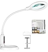 TOMSOO 5X Magnifying Glass with Light and Clamp, 5 Color Modes Stepless Dimmable Lighted Magnifie...