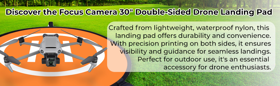focus camera, 30-inch, drone landing pad, landing pad, drone, double-sided, orange, blue