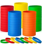 KUCLIN 100 Pieces Silicone Rubber Wristbands Blank Colored Bracelets Sports Bands For Women Men G...