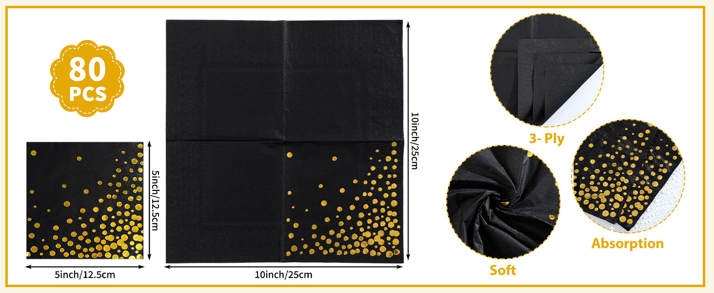 black gold napkins