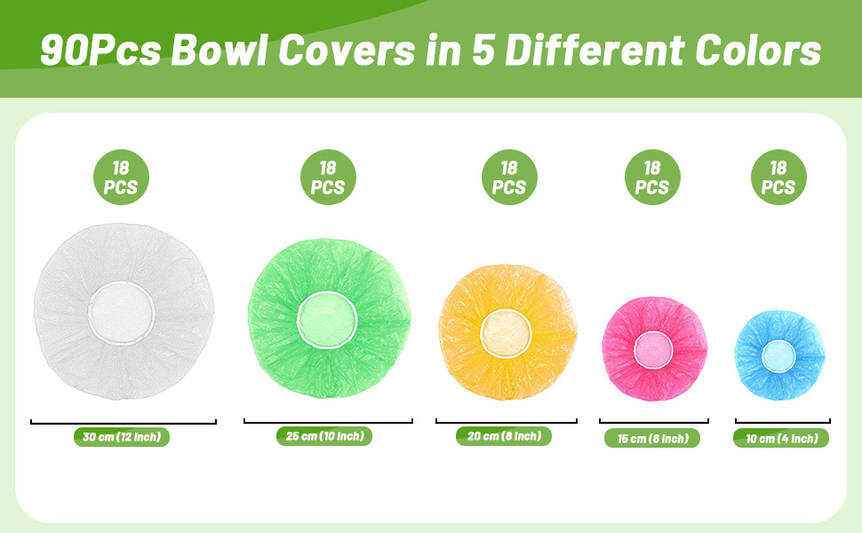 90Pcs Bowl Covers in 5 Different Colors