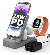 MSTJRY Fast Charging Station for Apple iPhone Multiple Devices - 4 in 1 Foldable 25W PD Charger S...